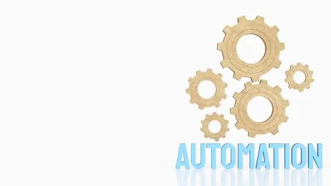 Innovative Automation Process Gear System 3d rendering.. Stock Photos