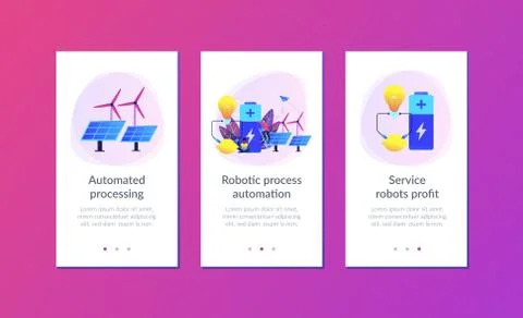 Innovative battery technology app interface template. Stock Illustration