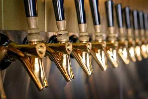 Innovative beer serving taps Stock Photos