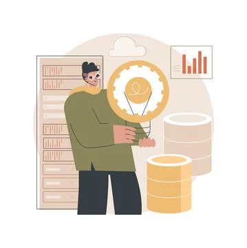 Innovative big data solutions abstract concept vector illustration. Illustrazione stock