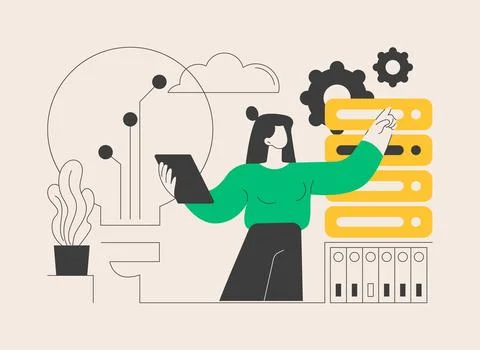 Innovative big data solutions abstract concept vector illustration. Stock Illustration