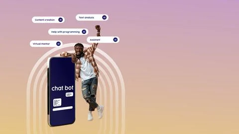 Innovative chatbot assistant helps with content creation and programming tasks Stock Photos