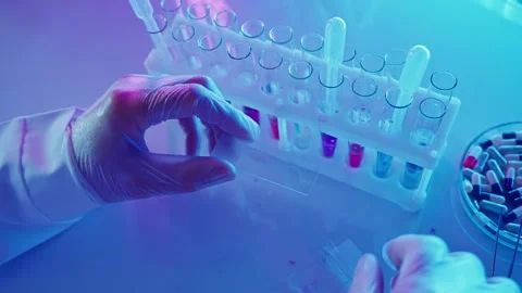 Innovative Chemical Analysis in a Laboratory Using Neon Technology Stock-Footage 282507915