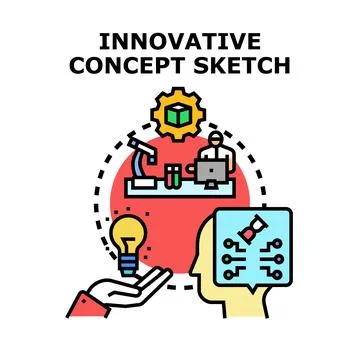 Innovative concept sketch developing new idea and solution Stock Illustration