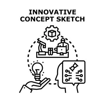 Innovative concept sketch developing new idea and solution Stock Illustration