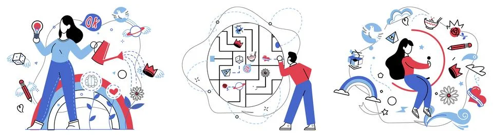 Innovative concepts vector illustration. Progress unfolds when creativity and イラスト素材