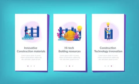 Innovative construction materials app interface template. Ilustração Stock