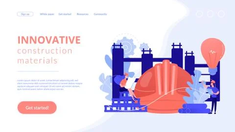 Innovative construction materials concept landing page. Stock Illustration
