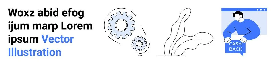 Innovative Design with Blue Gears, Tech Elements, and Cashback Feature Stockillustratie