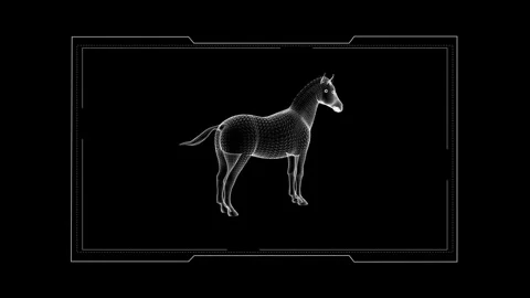 Innovative Digital Horse Artwork: Exploring Futuristic Design and Geometry .. 库存影片 344032584