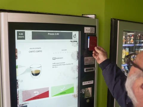 Innovative Digital Vending Machine Interface Technology for Streamlined Stock Photos