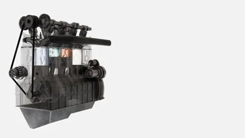 Innovative engine internals design showcasing modern materials Stock Footage 322542454