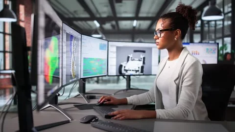 Innovative Engineer Using CAD Software Stock Footage 318761766