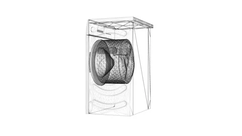 Innovative Engineering 3D Model Digital Wireframe Artwork Appliance Sketch Stock Footage 344662534