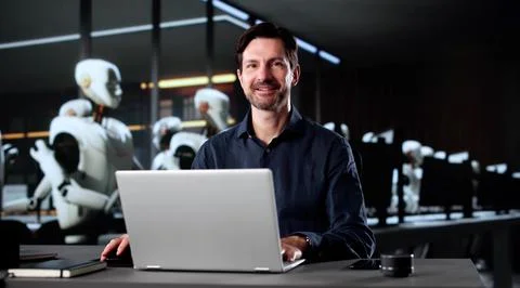 Innovative Engineers Develop Advanced Artificial Intelligence Software For Hu Stockfoto's