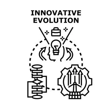 Innovative evolution process developing new ideas Stock Illustration