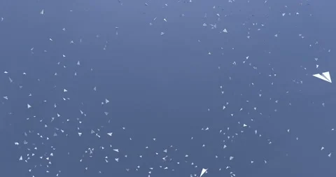 Innovative Flight: Paper Plane Soaring under Blue Sky and White Clouds Symb.. Stock Footage 277522134