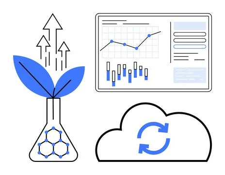 Innovative Growth Through Data Analysis and Cloud Technology Integration Illustrazione stock