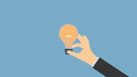 Innovative Hand Holding Lightbulb Against Clear Blue Background Stock Footage 341920167