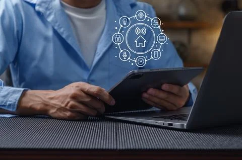 Innovative Home Technology for Controlling Electrical Systems Effectively Stock Photos