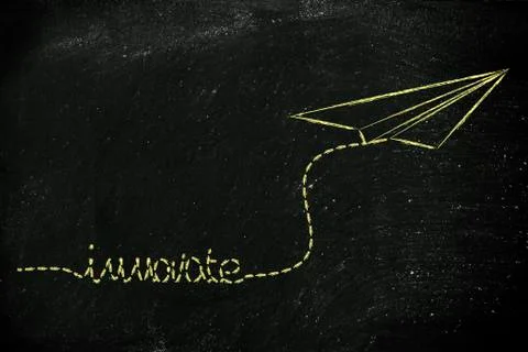 Innovative ideas and creative thinking: metaphor illustration with paper airp Stock Illustration