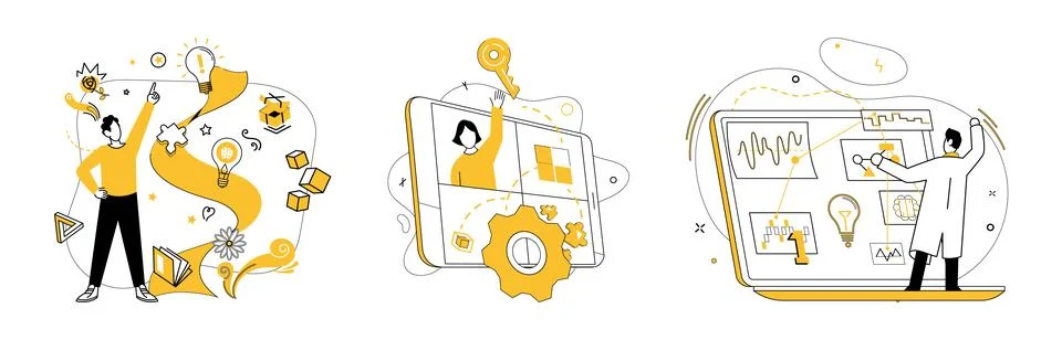 Innovative ideas. Discovery transforms into opportunities in crucible innovative Ilustración de archivo