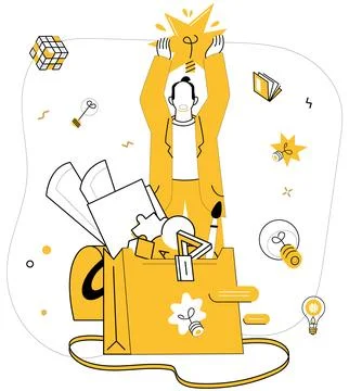 Innovative ideas vector illustration. Brainstorming and knowledge are dynamic Illustrazione stock