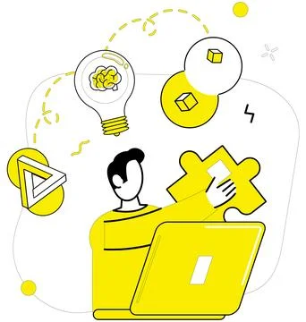 Innovative ideas vector illustration. Brainstorming and knowledge are dynamic Illustrazione stock