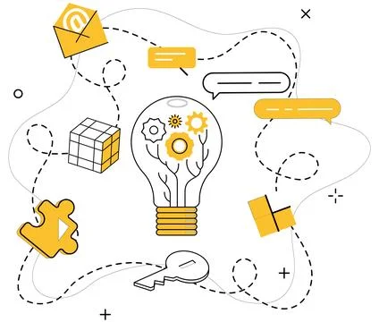 Innovative ideas vector illustration. Discovery transforms into opportunities Ilustración de archivo