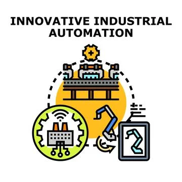 Innovative industrial automation concept integrating robotics and technology Illustrazione stock