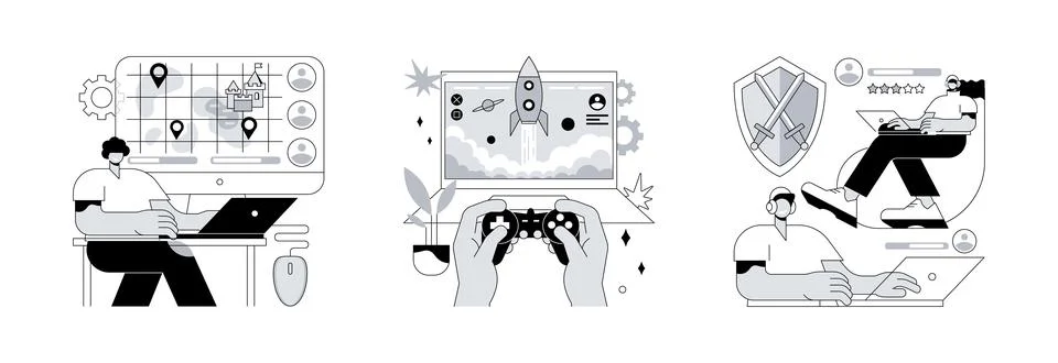 Innovative information technology abstract concept vector illustrations. Illustrazione stock