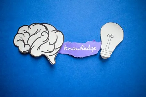 Innovative Knowledge Connection with Brain Illustration and Glowing Light Bulb Stock Photos