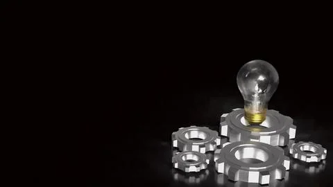 Innovative Light Bulb And Engineering Gear Concept 3d render. Stock Illustration