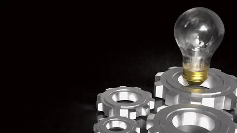 Innovative Light Bulb And Engineering Gear Concept 3d render. Stock Illustration