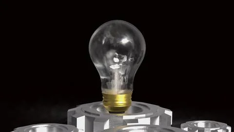 Innovative Light Bulb And Engineering Gear Concept 3d render. Stock Illustration