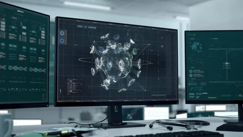 Innovative Medical Scan Program Detects Microscopic Sars-Cov-2 Virus Microbe Vídeos de archivo 172003872