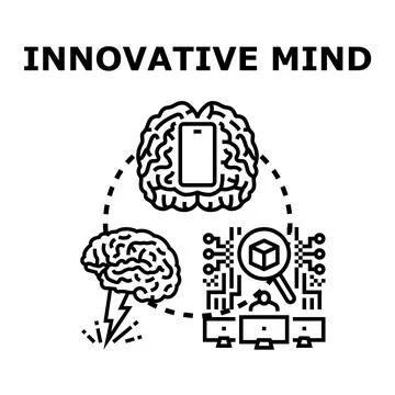 Innovative mind developing new digital ideas concept Ilustração Stock