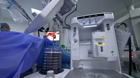 Innovative modern equipment working during the surgery. Stock Footage 223431299