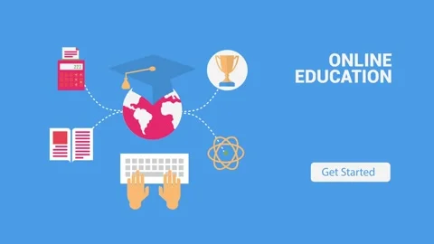 Innovative Online Education Concept with Global Connectivity and Learning Too Stock Footage 341922437