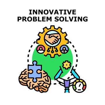 Innovative problem solving process with creative ideas and team collaboration イラスト素材
