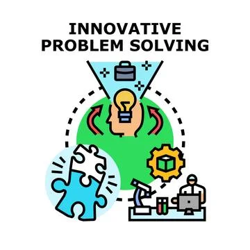 Innovative problem solving process discovering creative business solutions Stock Illustration