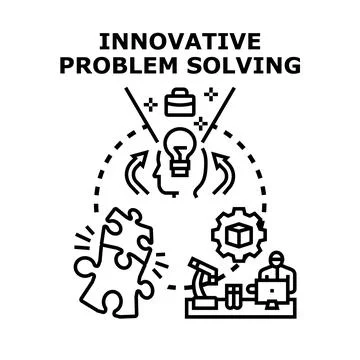 Innovative problem solving process discovering creative business solutions 스톡 일러스트