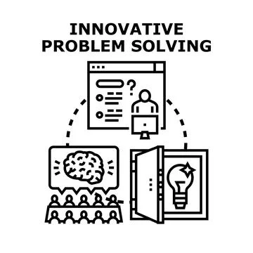 Innovative problem solving process finding creative business solutions Stock Illustration