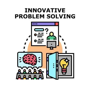Innovative problem solving process finding creative business solutions Stock Illustration