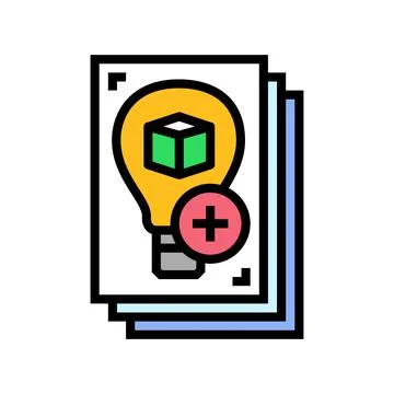 Innovative product concept research development color icon vector illustratio Illustrazione stock