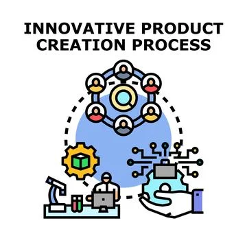 Innovative product creation process illustration concept Stock Illustration