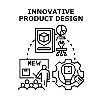 Innovative product design process developing new ideas Stock Illustration