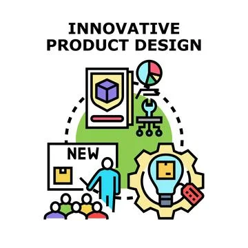 Innovative product design process developing new ideas Stock Illustration