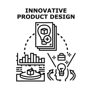 Innovative product design process developing new creative concepts Stockillustratie