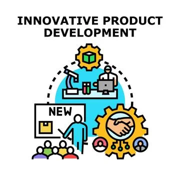 Innovative product development cycle creating new technologies Stock Illustration